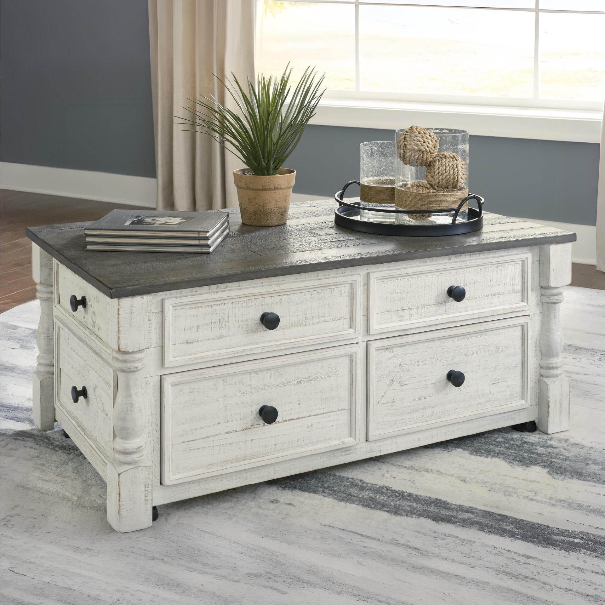 Signature Design by Ashley Casual Havalance Lift-Top Coffee Table, White/Gray