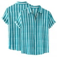 thumbnail image 3 of Mchoice Beach Shirts for Men,Men's Vacation Striped Shirts Casual Short Sleeve Button Down Printed Summer Vintage Beach Tops on Clearance, 3 of 5