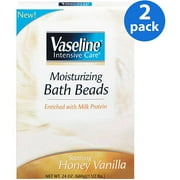 Vaseline Intensive Care Soothing Honey Vanilla Enriched w/Milk Protein Moisturizing Bath Beads, 24 oz (Pack of 2)