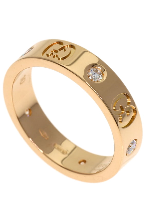 Pre-Owned Gucci Icon Diamond Ring #10, 18K Pink Gold, Women's