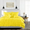 thumbnail image 1 of Oversized Queen Comforter Multi Ruffle Yellow Luxurious Collection Microfiber Fill Duvet Insert Box Stiched Quilted Fluffy Soft All Season Comforter with Pillowcases & Premium Piping, 1 of 5