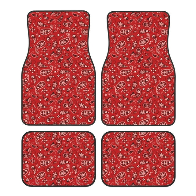 Disketp Tapis de Voiture en Velours Cristal à Motifs Floraux Rouges, Ensemble de Quatre Pièces, Protection Automobile Toutes Saisons, Véhicules, Voitures, Camions et SUV, Design Antidérapant