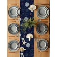 thumbnail image 6 of Marines Life Table Runner, Beige Starfish Shell Coastal Summer Dark Blue Cotton Linen Kitchen Table Decoration Washable Dining Tabletop Runners for Home Party Decor 14x72 Inches, 6 of 9