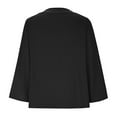 thumbnail image 5 of Htigea Women Plus Size 3/4 Sleeve Tshirt Pleated Crewneck Tunic Tops Casual Loose Fit Pullover Solid Color Tees Black,XL, 5 of 8