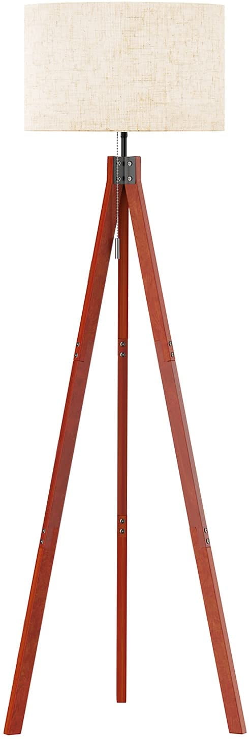 Brown Remote Control Modern Tall Lamp Tripod Floor Lamp Mid Century lamp Standing lamp for Living Room and Bedrooms Linen Lampshade Living Room Light Dimmable Bulb are Included 