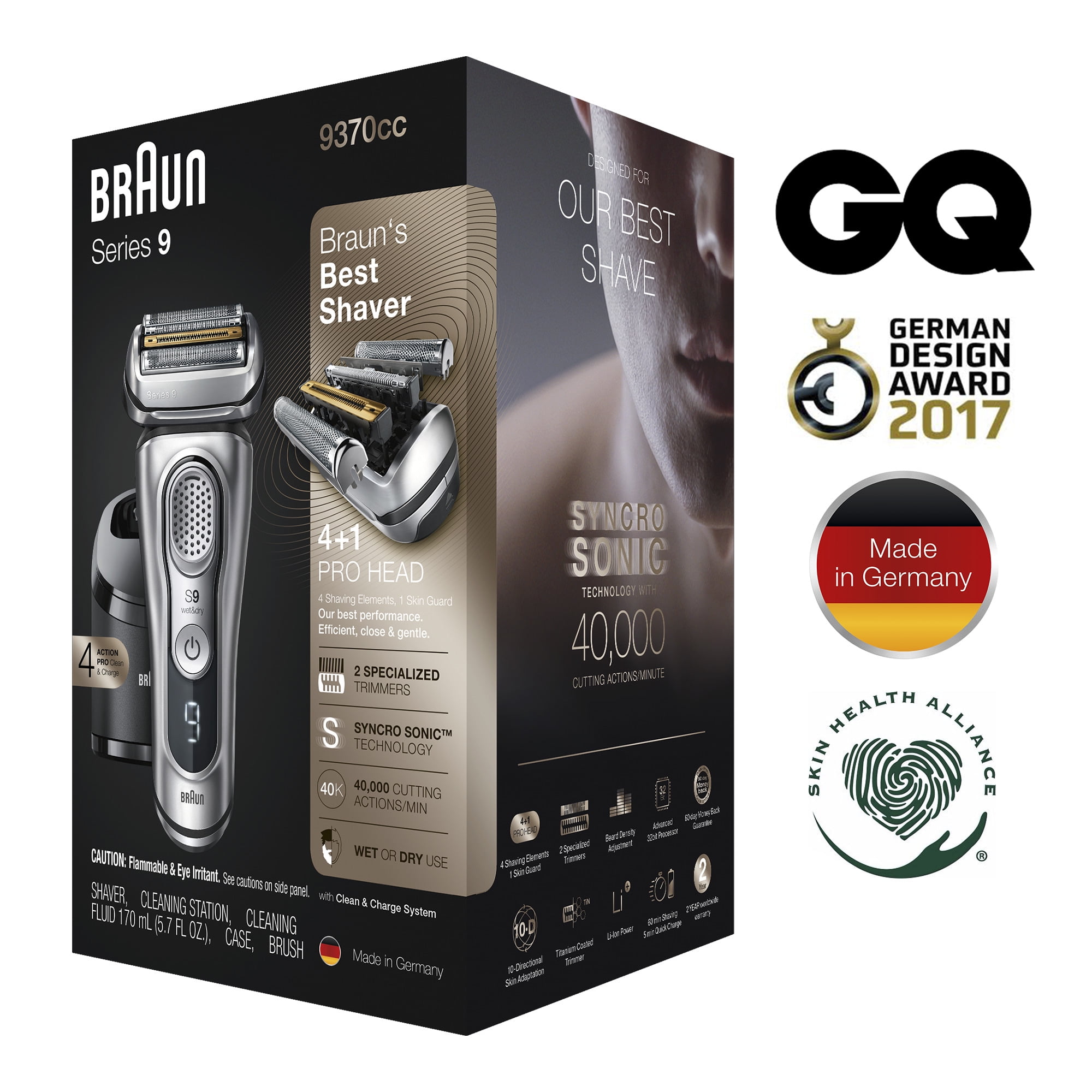 Braun Series 9 Skin Razors, 9370cc Rechargeable Wet Dry Braun Series 9 Skin Razors, 9370cc Rechargeable Wet Dry