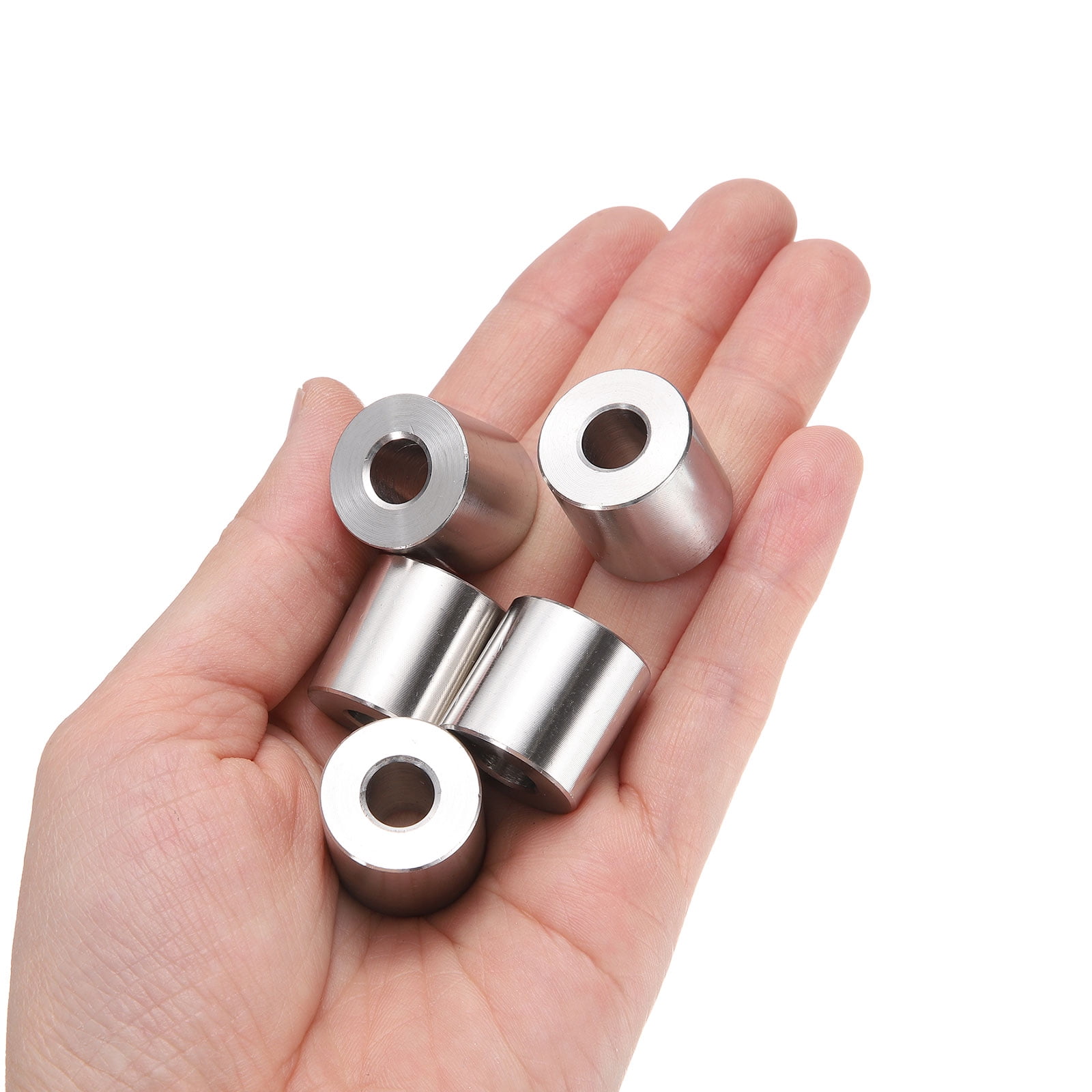 10 Pack Stainless Steel Spacer 5/16" Bore x 3/4" OD x 3/4" Length Screw Bushing Plain Finish Round Metal Spacer for M8 Screws Bolts and Rods