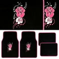 thumbnail image 4 of Pretty Black Pink Car Accessory Gift Set, Includes Glitter Auto Sunshade, Carpet Floor Mats, Seat Covers & Steering Wheel Cover, Holiday Combo Pack for Autos Truck Van SUV, 4 of 9