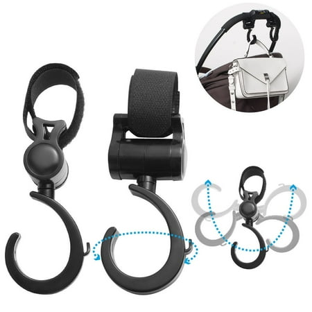 Insten Baby Stroller Hook Accessories for Handbag Shopping Groceries Diapers Bag Pram Pushchair - Black