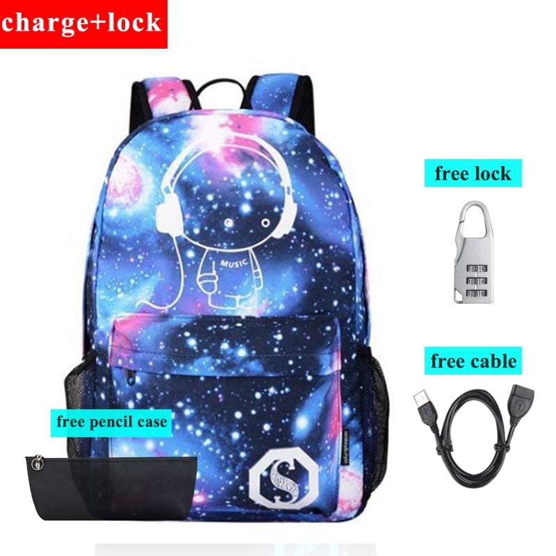Galaxy Print Backpack Shoulder Satchel College Student Canvas Bookbag Daypack 