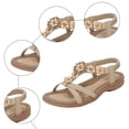 thumbnail image 4 of Rokment Womens Sparkly Sequin Flower Orthopedic Dress Sandals Beach Summer Comfortable Leather Arch Support Wedge Low Heel Slingback Walking Sandals C Size 8, 4 of 6
