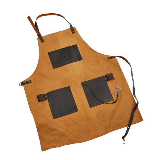 Pit Boss Canvas & Leather Grilling Apron with Pockets and Bottle Opener