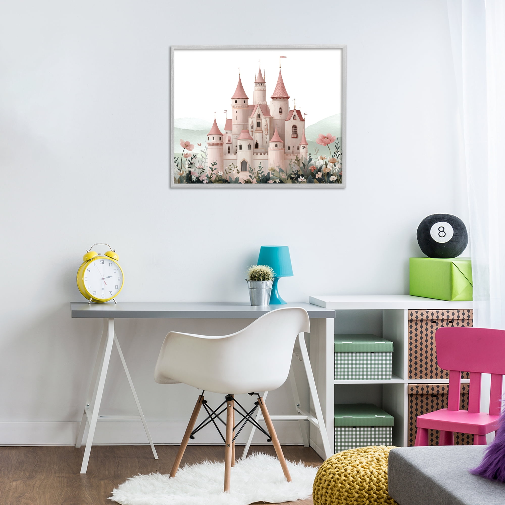 Stupell Industries A Castle For Princess Gray Framed Giclee Art, design by Christine Simpson Art