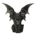 thumbnail image 1 of Escultura de gato de tres cabezas con alas tenebrosas, figura decorativa en miniatura, decoración de Halloween para el hogar., 1 of 8