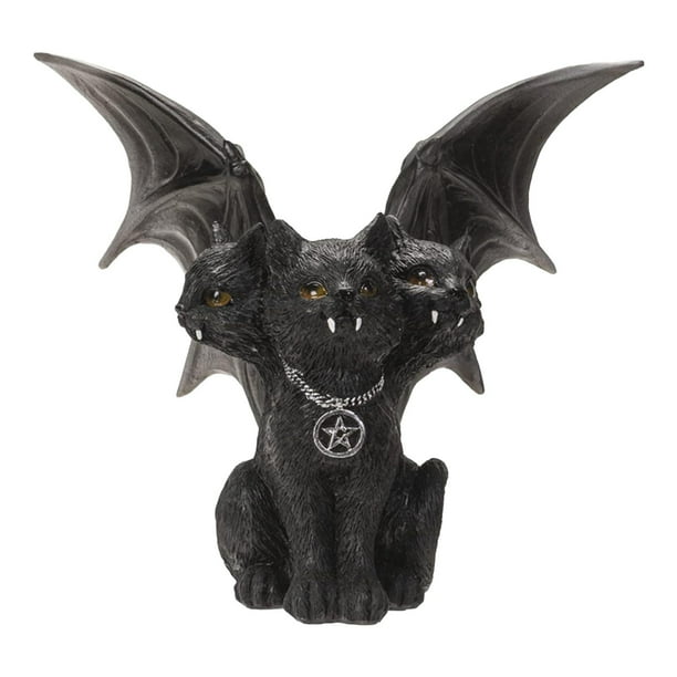 Estatua de Gato de Tres Cabezas Dark Evil, Figura de de Tres Cabezas, Figuras Decorativas en Miniatura para Decoración de Entrada de Hallow