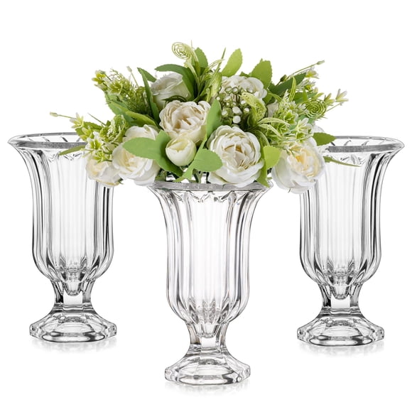 Jarrón Glasseam con pedestal de cristal para flores, 19 cm, juego de 3