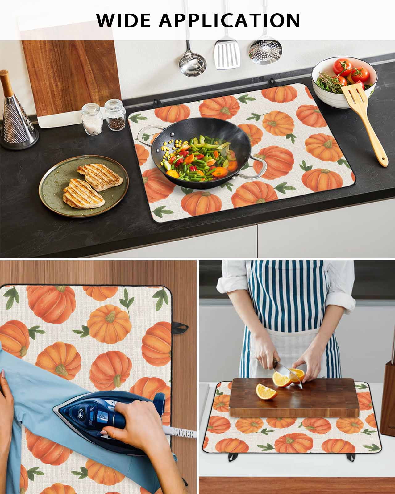 Large Induction Cooktop Protector Mat Thanksgiving Fall Stove Top Covers for Electric Stove, Farmhouse Autumn Orange Pumpkin Decorative Stove Burner Cover Mats, Glass Top Stove Cover