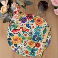 thumbnail image 3 of Vintage Botanical Round 13 Inch Placemats Set of 6, Spring Floral Summer Vintage HeatResistant Non Slip Place Mats for Dining Table, Wipeable Braided Kitchen Table Mats for Housewarming, 3 of 9