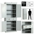 thumbnail image 2 of KIGOTY 72'' Tall Kitchen Pantry with 4 Doors, Large Drawer,Adjustable Shelf, Pantry Storage Cabinet for Dining Room Living Room, Kitchen,Grey, 2 of 7