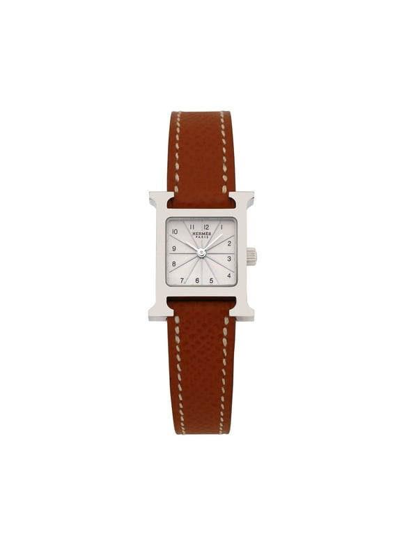 Pre-Owned Hermes Womens Heure H Mini 17mm Brown Leather Wristwatch