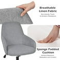 thumbnail image 4 of Giantex Chaise de Bureau Rembourrée, Chaise de Détente à Hauteur Réglable avec Housse en Tissu de Lin et Dossier Ergonomique à Bascule, Fauteuil de Coiffeuse Pivotant à Roulettes, 4 of 6
