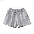 thumbnail image 2 of Liyamei Girls Casual Shorts with Pockets and Elastic Waist for Summer Play Size 0-7,Grey, 2 of 4