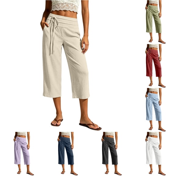 Gunia Women'S Capri Pants Effortless Casual Wide Leg Cropped Pants For With Pockets – Soft Solid Knit Everyday Comfort Summer Pants