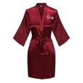 thumbnail image 1 of TIMIFIS Peignoirs Courts en Satin Soyeux Rouges pour Femmes Demoiselle d'Honneur Mariée Fête Peignoirs de Nuit Grande Taille Mariage Fête Nuptiale Vêtements de Détente Robes de Chambre avec Manches 3/4 Printemps/été, 1 of 3