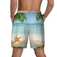 thumbnail image 3 of Sigee Starfish in Beach Print Mens Swim Trunks with Compression Liner Quick Dry Swim Stretch Beach Shorts with Pockets,S-3XL, 3 of 7