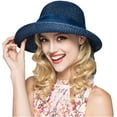thumbnail image 3 of Women Floppy Sun Hats Fashionable Summer Wide Brim Cap BeachStraw Hat UV Protect UPF50 Travel Packable Beach Island, 3 of 4