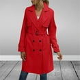 thumbnail image 2 of Niaviben Women's Long Trench Coat Double Breasted Trench Coat Women Windproof Jacket Women Fall Coats for Women Jacket Jackets for Women Trendy Womens Jackets Dressy Casual Red M, 2 of 7