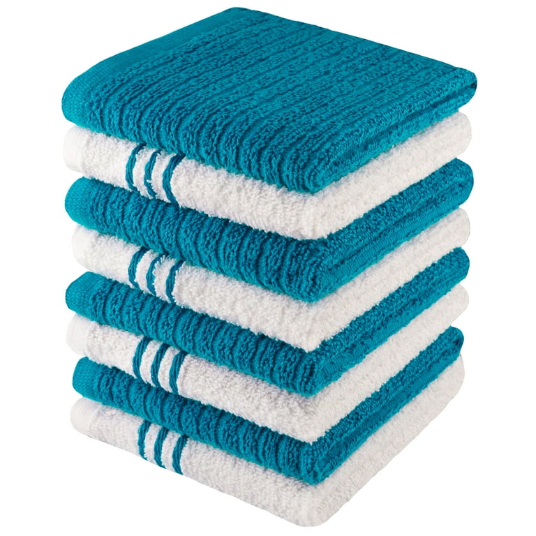 ORMYSA Dish Cloths for Washing Dishes, Pack of 8, 12 x 12 in, Terry  Washcloths, Teal 