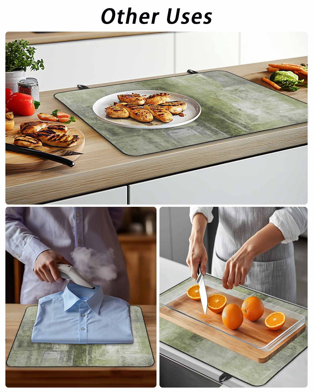 Stove Top Covers for Electric Stove, Sage Green Glass Stovetop Cover Protector, Retro Oil Painting Modern Abstract Art Aesthetics Induction Cooktop Protector Oven Mat for Kitchen Countertop 36"x21"