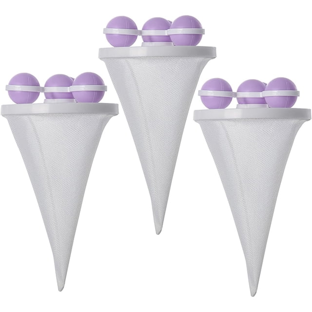 HUGFEGWE 3 Pcs Attrape-Peluches Amélioré pour Lessive, Filtrant Flottant pour Poils d'Animaux, Machine à Laver, Sac Flottant en Maille, Piège à Cheveux Réutilisable (Violet)