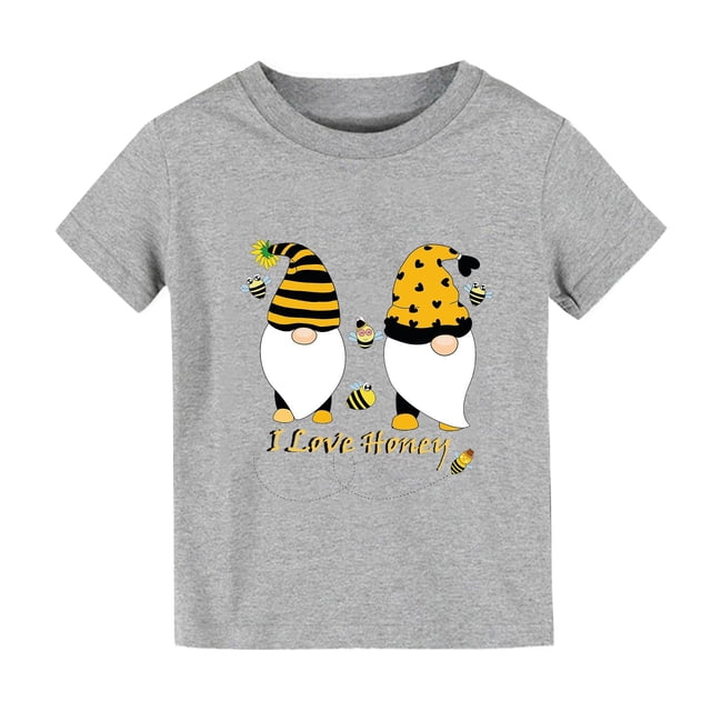 Blusas Manga Larga Gibobby Niños y Niñas Festival de abejas Estampado de dibujos animados I LOVE Gris 2-4 Años