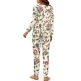 thumbnail image 3 of DISNIMO Women 2 Piece Pajama Set Hummingbird Flower Print Long Sleeve Sleepwear with Long Pants Loose Fit Loungewear with Hairband Round Neck Nightwear Fashion Pajama Outfits, S, 3 of 7