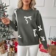 thumbnail image 5 of Cute Sweaters for Women Bowknots Print Christmas Holiday Casual Crewneck Knitted Pullover Tops Loose Jumpers (2XL, Gray), 5 of 7