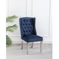 thumbnail image 3 of CHAISES K-LIVING FILA EN VELOURS TOUFFETÉ DE COULEUR BLEUE AVEC PIEDS EN ACIER INOXYDABLE ET POIGNÉE ARRIÈRE ROBUSTE (2 CHAISES), 3 of 4