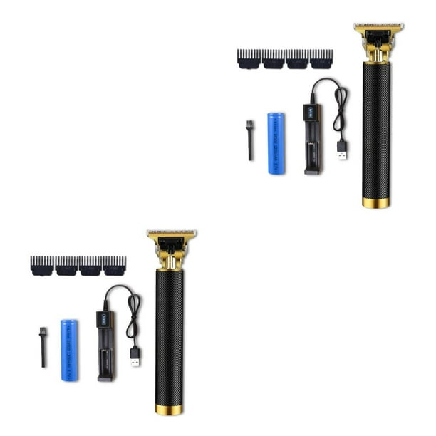 Minnieouse Afeitadora eléctrica recargable para el cabello, recortadora de barba, profesional, portátil, para viajes Asiento de oro negro 2piezas
