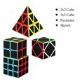 thumbnail image 4 of Speed Cube Bundle [4 Pack] 2x2 3x3 Pyramid Oblique High Speed Brain Teasers Cube Magic Cube Puzzles Carbon Fiber Sticker Speed Cube Toys, 4 of 6