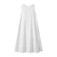 thumbnail image 4 of ClodeEU Women's V Neck Sleeveless Maxi Dress with Side Slit, Casual Solid Color Loose Flowy Dress White,Women's Plus XXL, 4 of 8