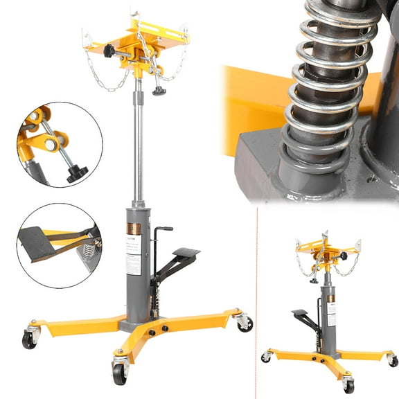 GZYF Yellow 1100lbs 2 Stage Hydraulic Transmission Jack Telescopic Lift Hoist w/ Swivel Wheels