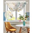 thumbnail image 3 of Watercolor Flowers Beige Waterfall Valances for Windows, Spring Summer Retro Botanical Kitchen Sheer Valance Curtains, Rod Pocket Elegant Swag Valances for Living Room Bedroom, 47.2"x38.5", 3 Panel, 3 of 8