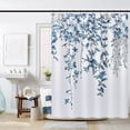thumbnail image 2 of Floral Leaf Shower Curtain Plant Tropical Shower Curtain Bathroom Shower Curtain Set Linen Textured Fabric Bath Curtain Neutral Blue Shower Curtains for Beach Hotel Bathtubs with 12 Hooks, 72x72 Inch, 2 of 6