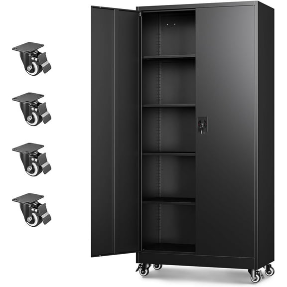 Letaya Metal Garage Storage Cabinets with Lock Door and Adjustable Shelves, Steel Tool Cabinets for Home,Office,Warehouse Organisieren (White, 75" H)