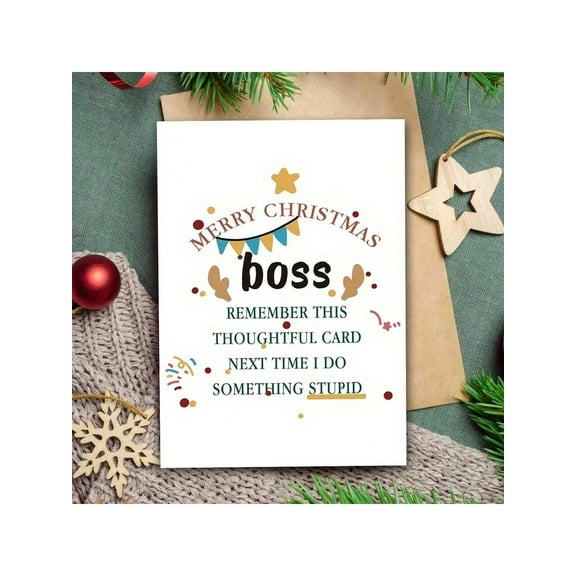 Merry Christmas Boss Card – Humorous "Remember This Thoughtful Card" Design – Perfect for Office Holiday Gifts, Funny Greeting Card for Coworkers