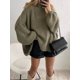 thumbnail image 4 of Suéteres de Cuello Alto de Gran Tamaño para Mujer, Jerseys de Punto Grueso de Larga, Ropa de Moda de Invierno, Otoño Verde M, 4 of 9
