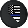Nevada - Thin Blue Line Distressed American Flag Spare Tire Cover Jeep RV 32 Inch