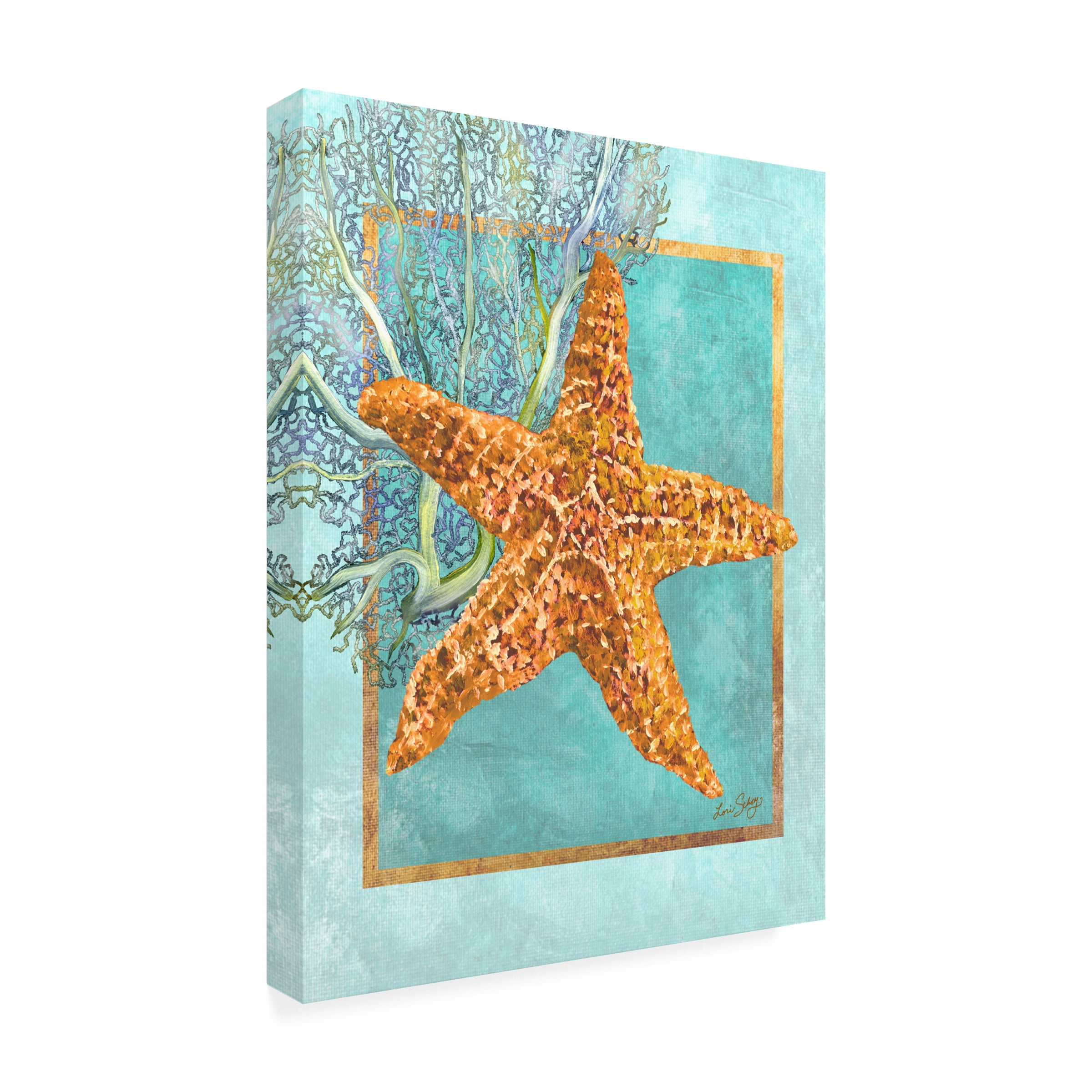 Lori Schory 'Starfish And Coral' Outdoor Canvas 47x35