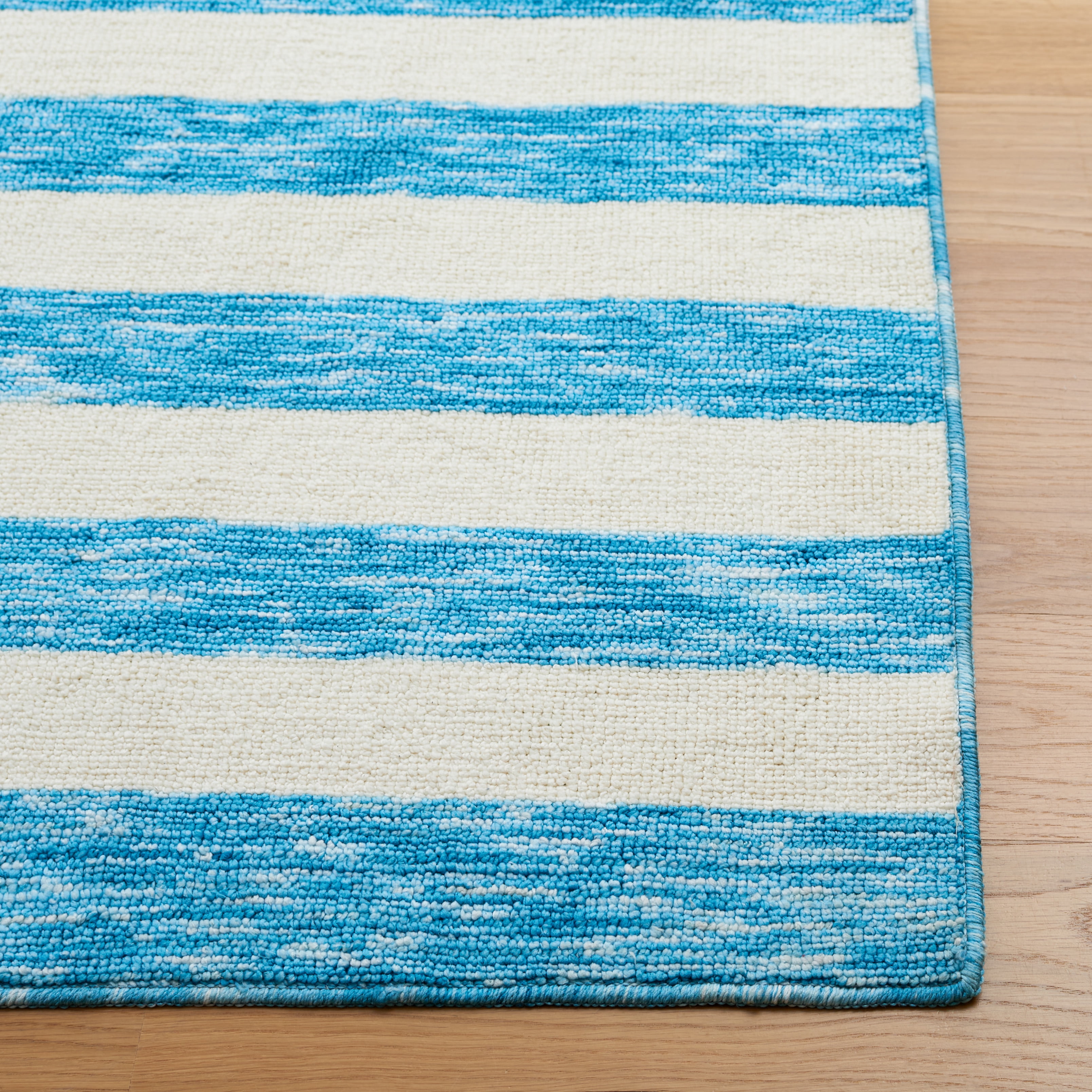 Safavieh Easy Care Fergal Striped Polyester Machine Washable Runner Rug, Blue/Ivory, 2'3" x 8'